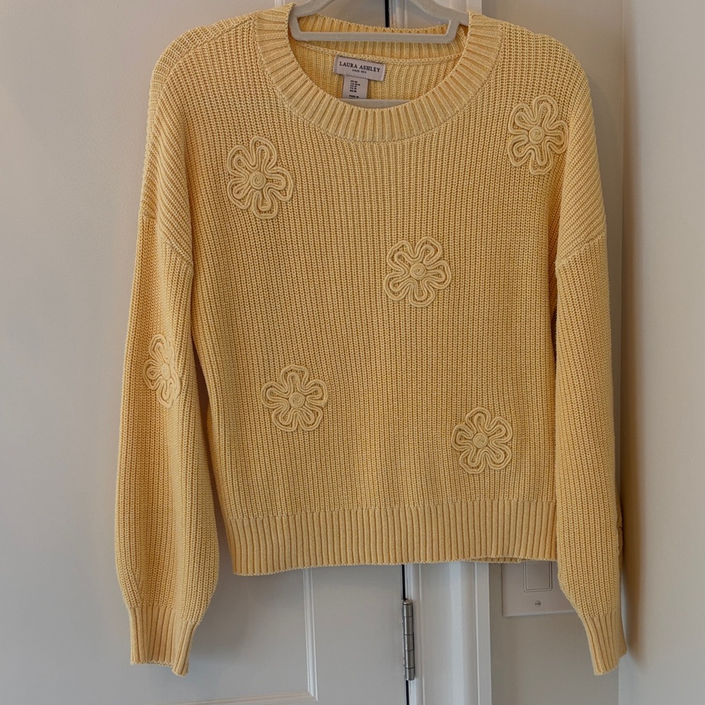 Laura Ashley Yellow Floral Crew Neck Sweater